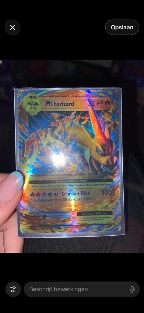 Pokémon MCharizard kaart bieden Op waarde!!, Ophalen of Verzenden, Zo goed als nieuw, Losse kaart, Foil