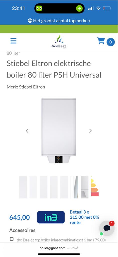 Stiebel Eltron elektrische boiler 80 liter PSH Universal, 20 tot 100 liter, Boiler, Ophalen of Verzenden, Minder dan 3 jaar oud