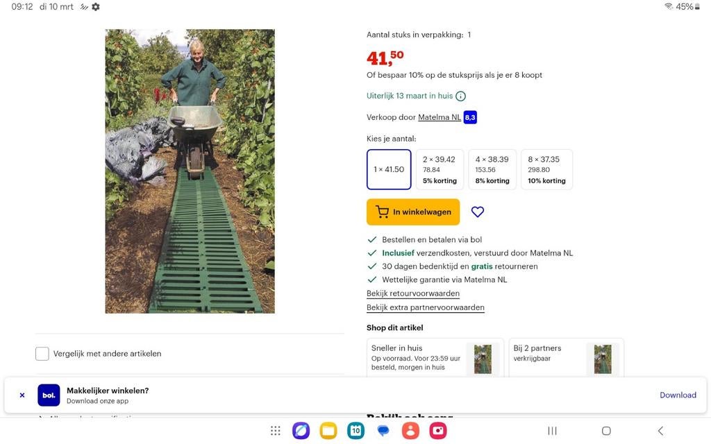 Tuinpad recycled kunststof 3 maal 3 meter,  voor kas of tuin, Ophalen, Nieuw, Kunststof