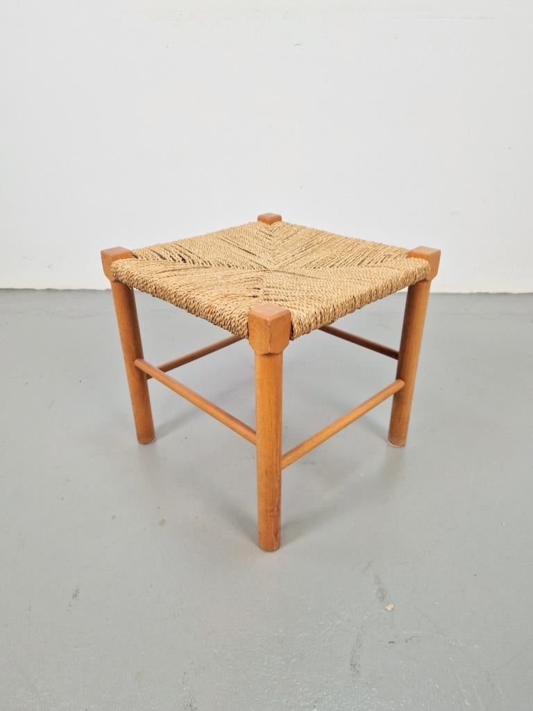 Vintage Deens kruk rope stool beuken mid century ’60 Denmark, N, Ophalen of Verzenden, N, Hout