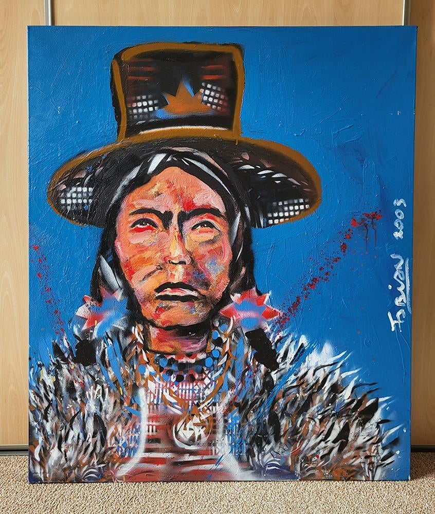 Fabian - indiaan - origineel 100 x 120 cm - topkwaliteit, Ophalen