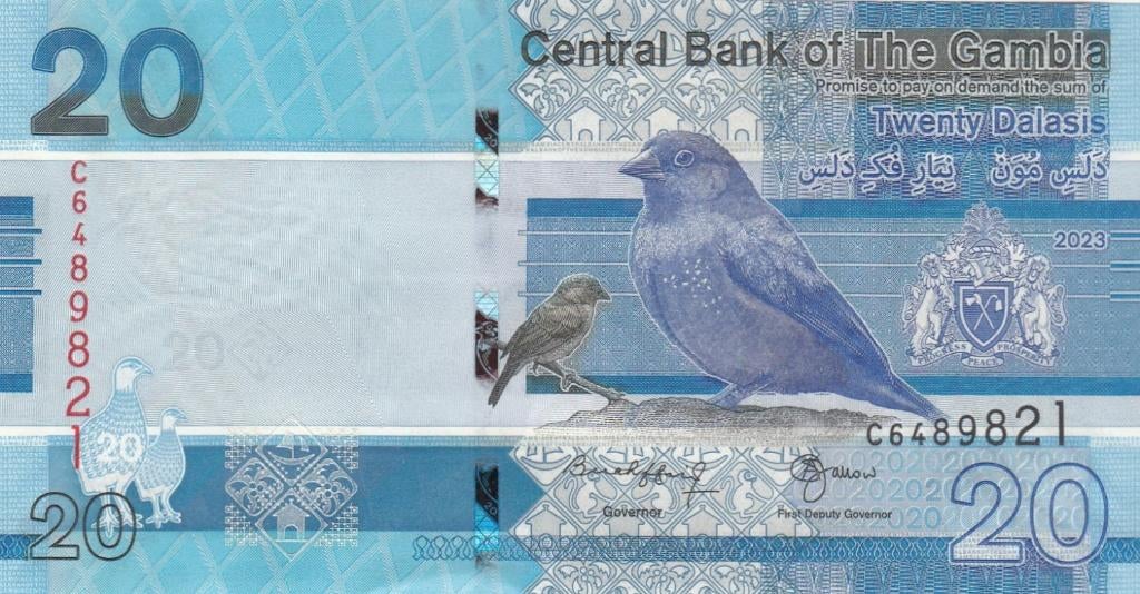 Gambia bankbiljet 20 Dalasis 2023 Birds and Arms UNC, Postzegels en Munten, Bankbiljetten | Afrika, Ophalen of Verzenden, Overige landen