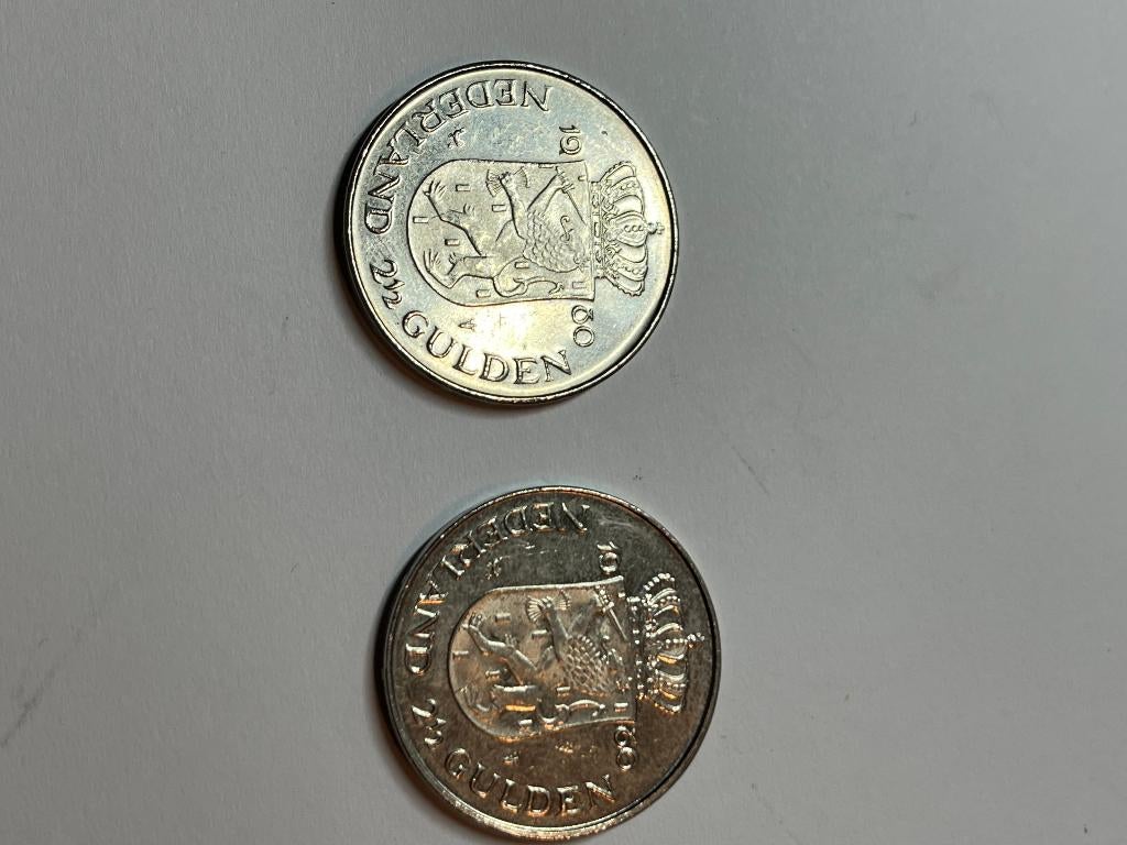 2 Rijksdaalders dubbele kop Juliana / Beatrix 1980, Ophalen of Verzenden, Koningin Beatrix, 2½ gulden, Setje