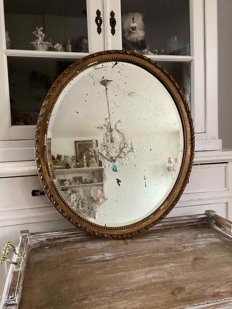 Antieke spiegel, Ophalen of Verzenden, Rechthoekig, Minder dan 50 cm