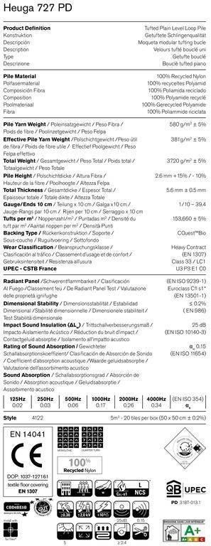 Goedkope Heuga 727 Red 2.000, rode tapijttegels, 75 m² of meer, Nieuw, Ophalen of Verzenden, Tapijttegels
