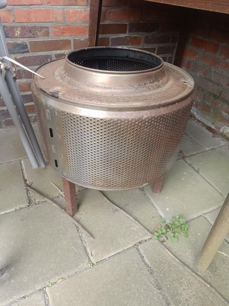 Vuurkorf van wasmachinetrommel met hout, Tuin en Terras, Ophalen