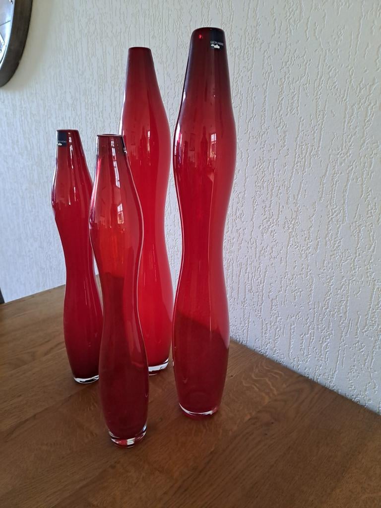 Leonardo handgeblazen vazen, Ophalen, Minder dan 50 cm, Rood, Glas