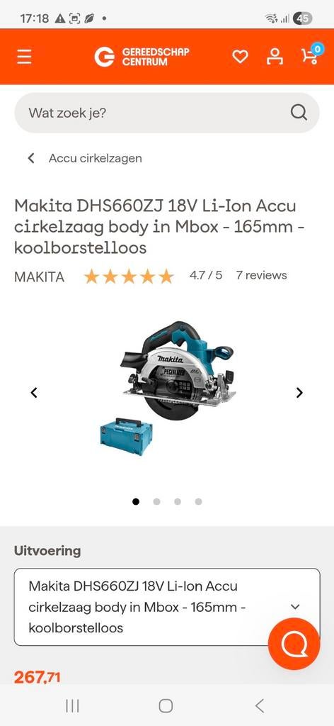 Makita DHS660ZJ 18V Li-Ion Accu Cirkelzaag (Body), Ophalen of Verzenden
