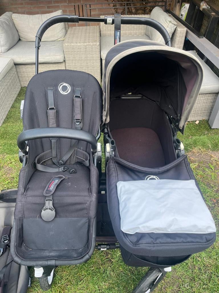 Bugaboo Donkey 3 Duo kinderwagen - Zwart, Gebruikt, Bugaboo, Ophalen of Verzenden, Duowagen
