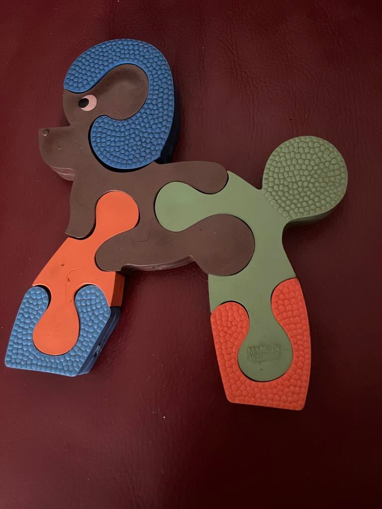 Retro rubberen puzzel hondje, Ophalen of Verzenden, Minder dan 10 stukjes, Gebruikt, 2 tot 4 jaar