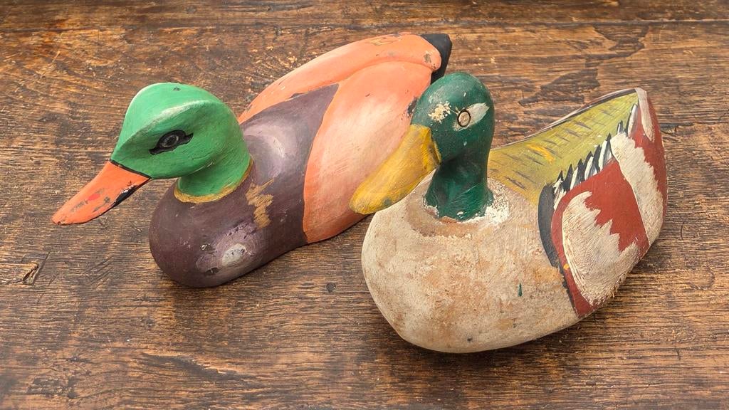 2 Vintage houten lokeenden, Antiek en Kunst, Ophalen of Verzenden