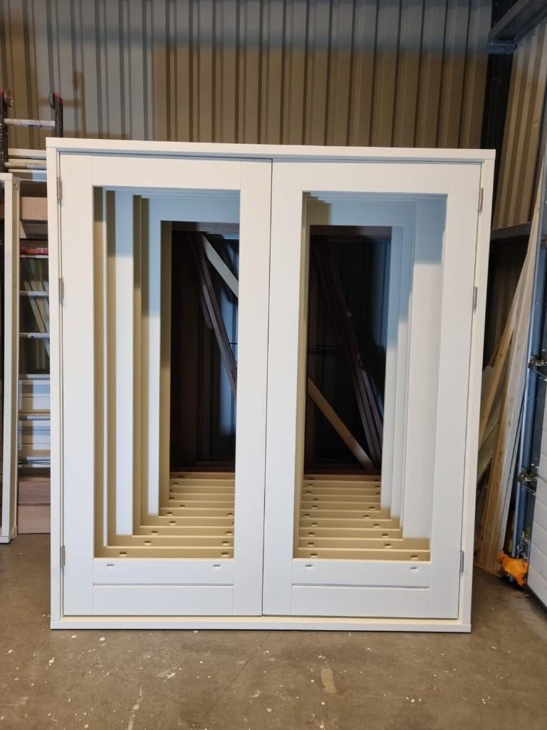 Meranti Achterpui, Dubbele Tuindeuren, Hardhout, Groot maat, Nieuw, Ophalen of Verzenden, Buitendeur, Hout