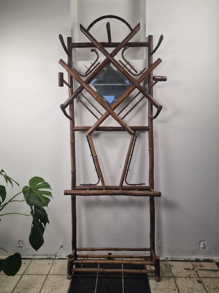 Antiek staande bamboe kapstok / wandgaderobe, Ophalen, Gebruikt, 200 cm of meer, Onbekend