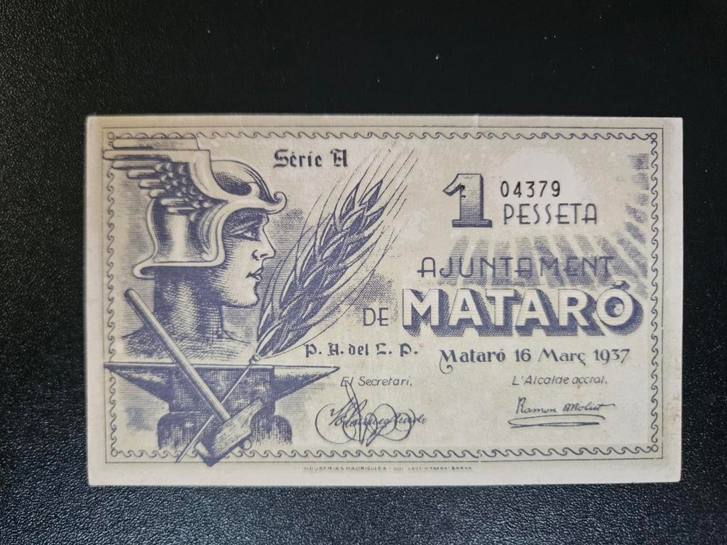 Spanje Mataro 2e Republiek 1937 zf+, Ophalen of Verzenden, Overige landen, Los biljet