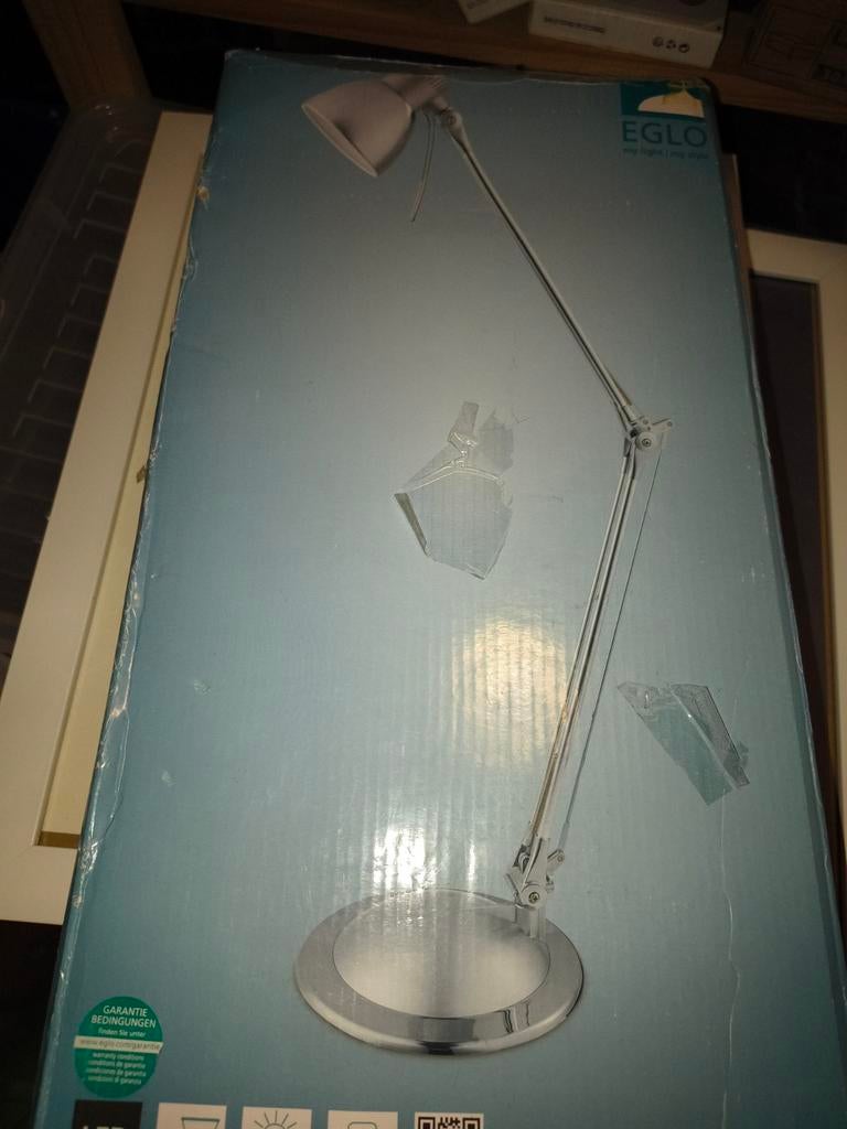 Moderne Tafellamp - EGLO Plano Led - Zilver, Chroom, Ophalen, Nieuw, Metaal, Modern
