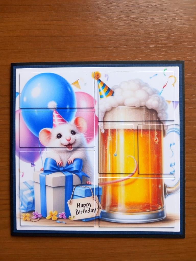 Kaart man happy birthday muis en bier 433 = 1,75, Ophalen of Verzenden, Zo goed als nieuw, Kerst