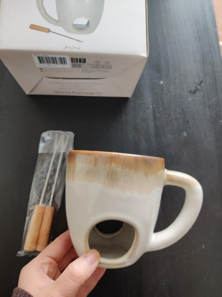 Fondue Mok - Nieuw in doos, Keramiek, Nieuw, Ophalen of Verzenden, Effen