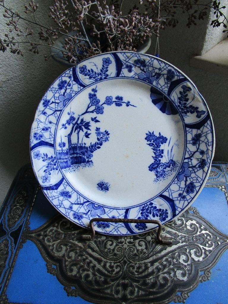 NANKIN, gewelfd bordje chinoiserie, p. regout, Ophalen of Verzenden