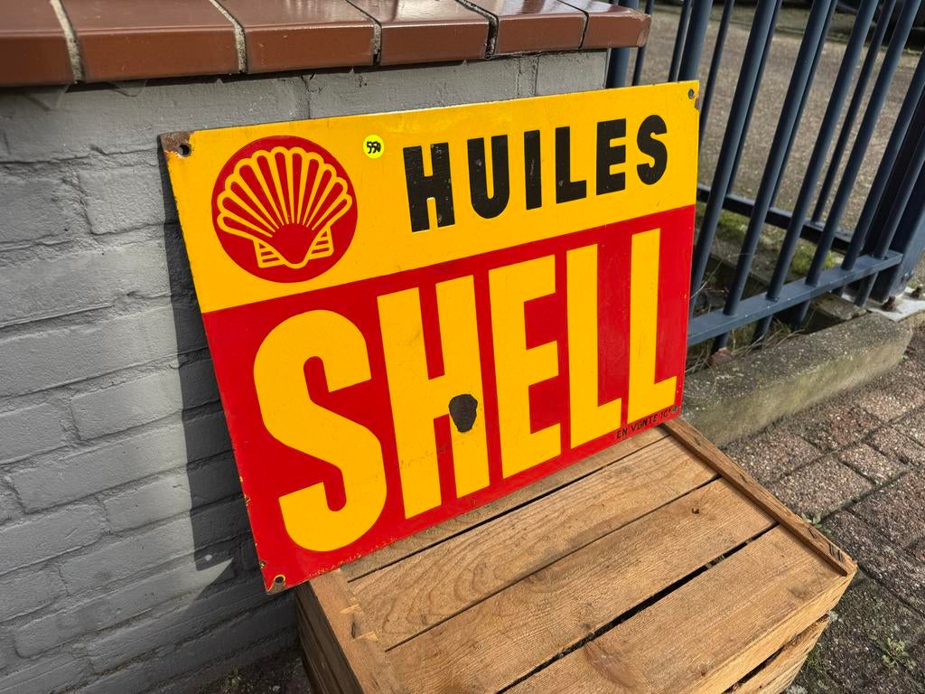 Vintage Shell Huiles Emaille Reclamebord, Ophalen
