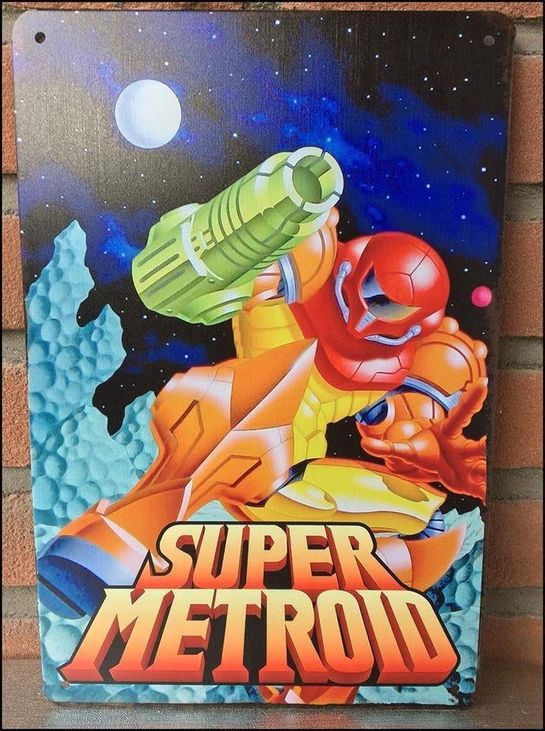 SUPER METROID Metalen Wandbord poster snes retro gaming, Avontuur en Actie, 1 speler, Nieuw, Ophalen of Verzenden