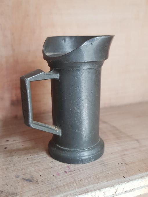 Tinnen miniatuur maatbeker kan 2cl., Antiek en Kunst, Antiek | Tin, Verzenden