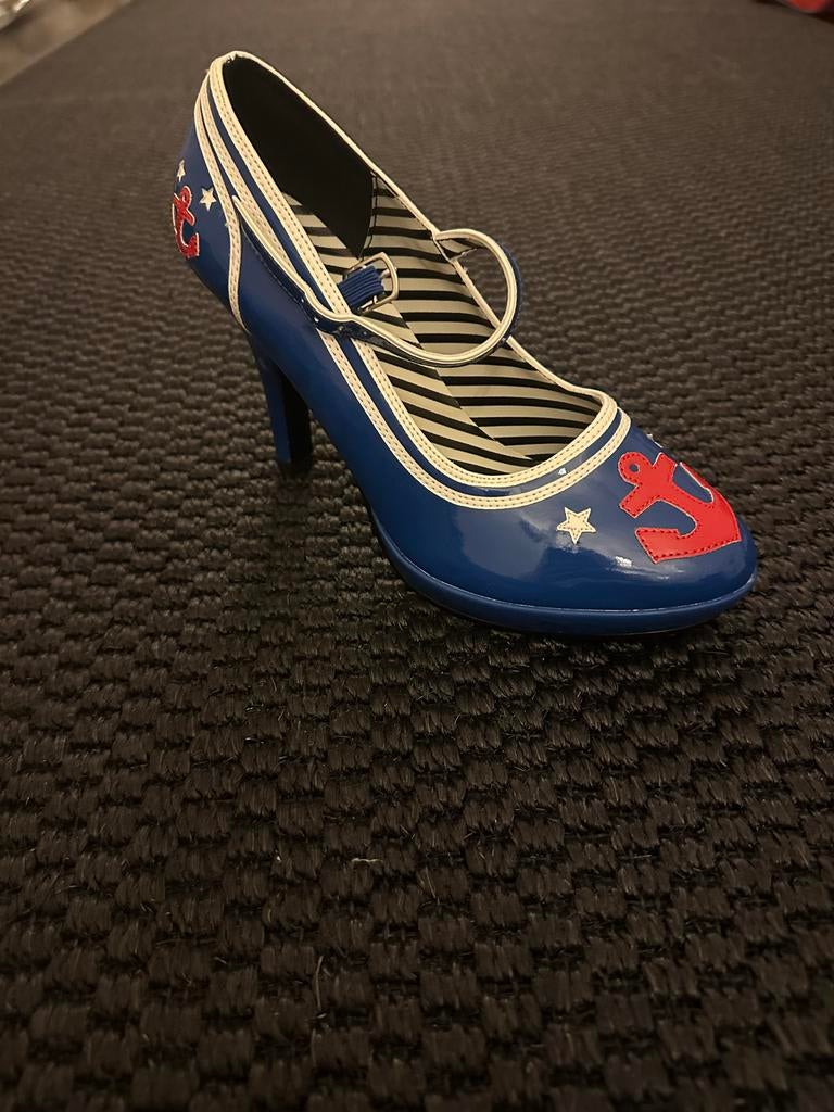 Carnavals Hakken Zeeman Stijl Blauw Wit Maat 37, Ophalen, Nieuw, Blauw, Pumps