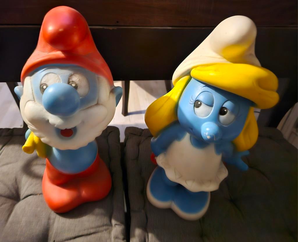 Smurfen Lampen - Papa Smurf en Smurfin, Kunststof, Gebruikt, Ophalen of Verzenden, Minder dan 100 cm