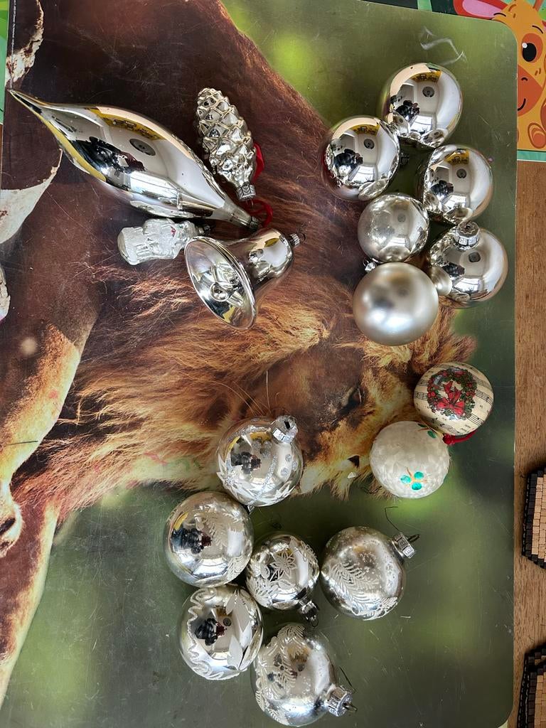 Oude zilveren kerstballen vintage, Diversen, Kerst, Ophalen of Verzenden, Gebruikt