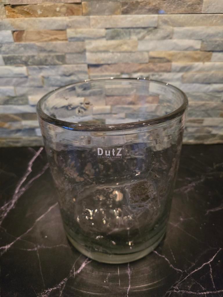 Dutz Cilindervaas Helder met Metaalsnippers - 24 cm, Huis en Inrichting, Overige kleuren, Ophalen of Verzenden, Minder dan 50 cm