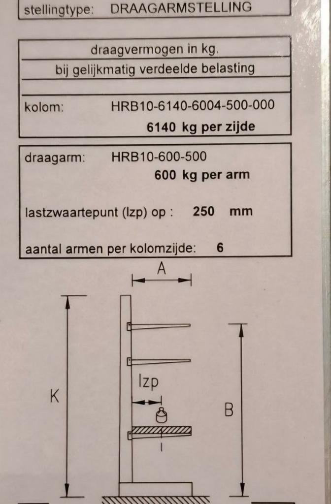 Elvedi Draagarmstelling enkelzijdig 4x4x0.5m, Ophalen of Verzenden