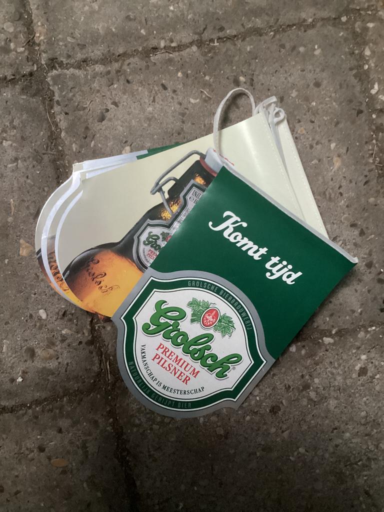 Vlaggelijntje van Grolsch bier, Ophalen of Verzenden, Zo goed als nieuw, Grolsch