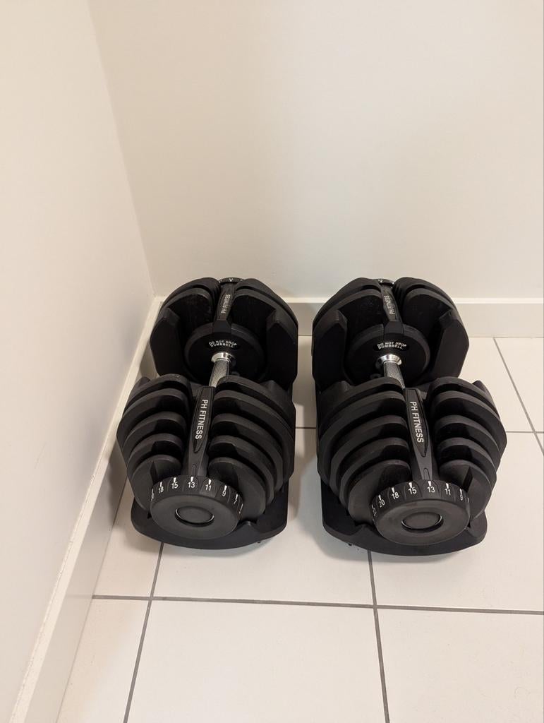 40KG Verstelbare dumbells 2 stuks, Sport en Fitness, Fitnessmaterialen, Ophalen, Zo goed als nieuw, Rug, Dumbbell