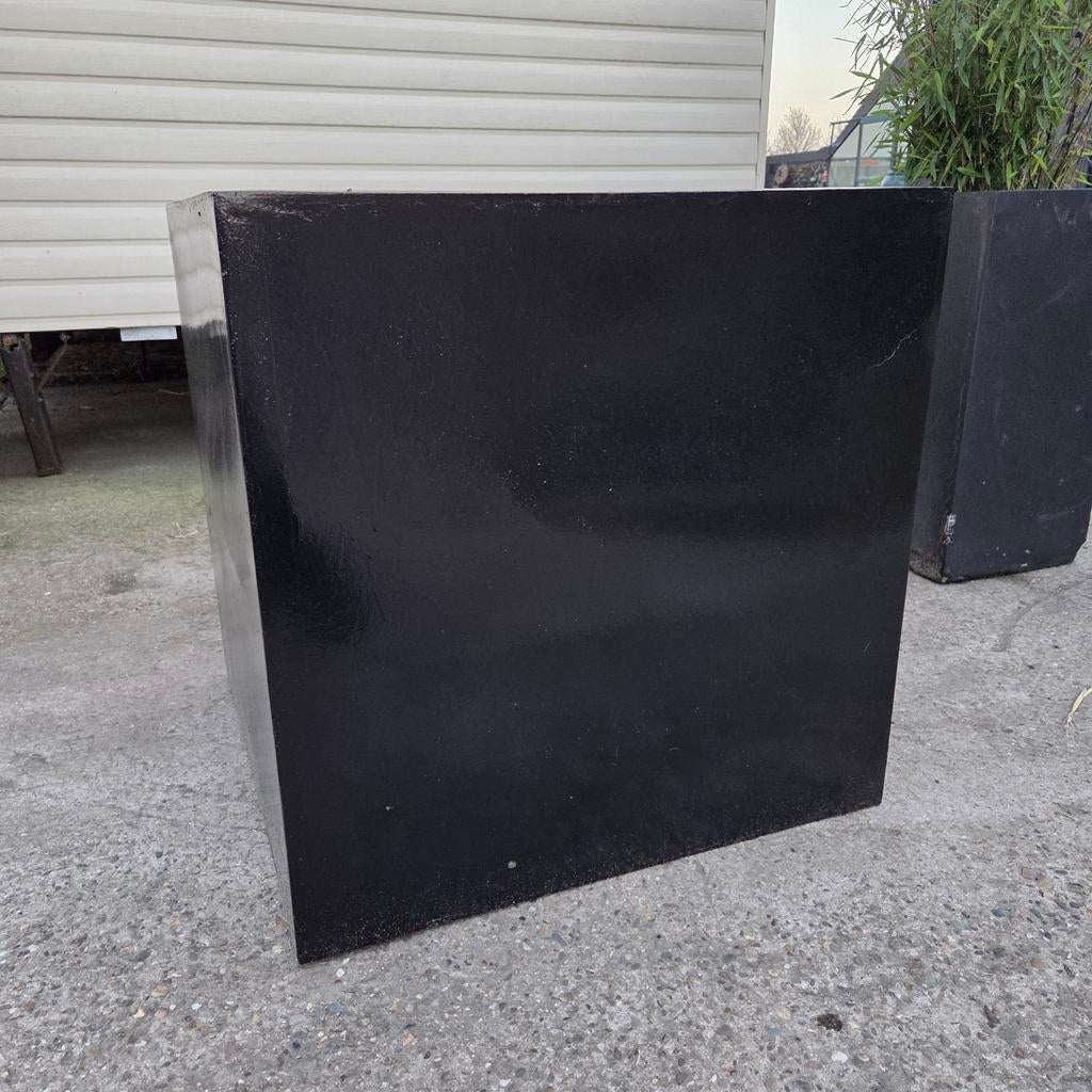 Grote plantenbak bloembak vierkant 80x80x80 olijfboom bamboe, Ophalen, Kunststof, Gebruikt, Vierkant