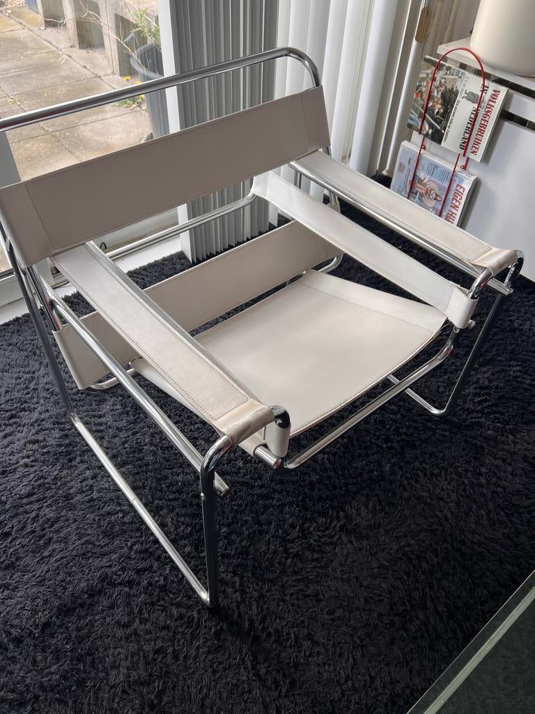 Replica Knoll Wassily Chair van Marcel Breuer, Ophalen, Gebruikt, Wit, Leer