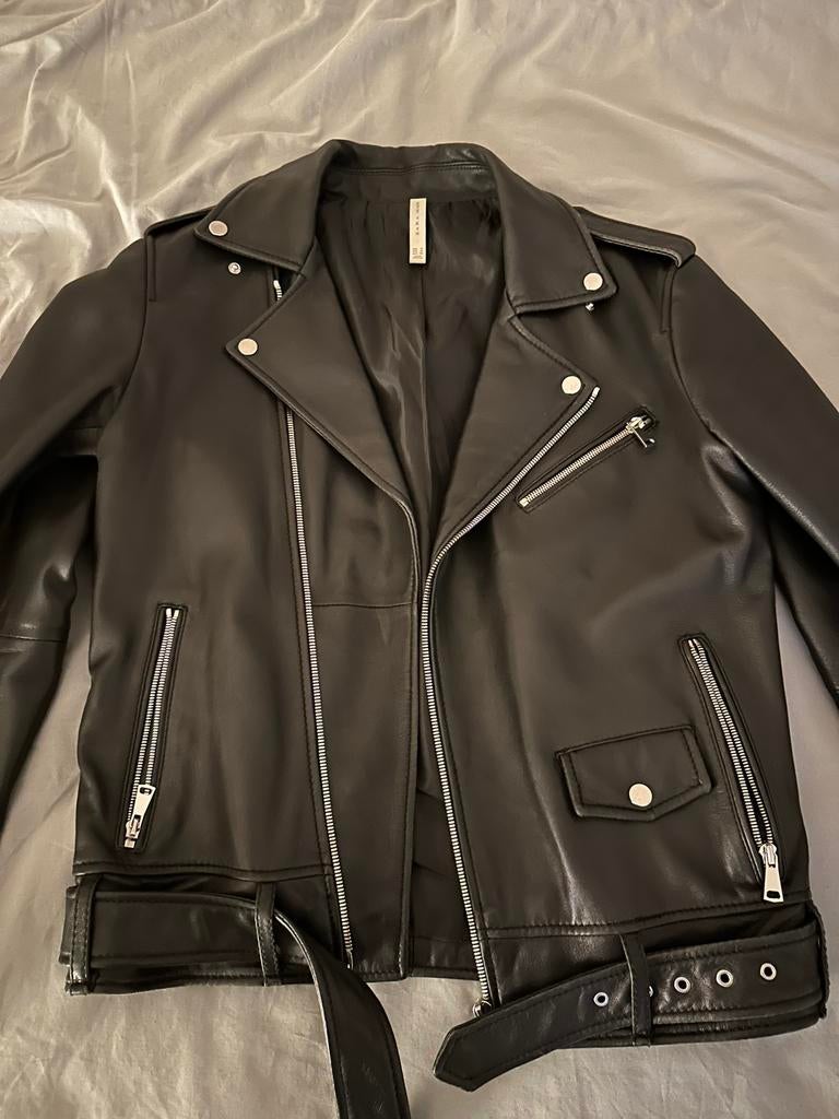 ZARA MAN 100% echt Leren Jas maat M, Ophalen, Zo goed als nieuw, Zwart