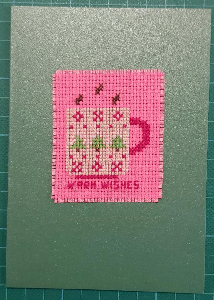 geborduurde kerstkaart met beker warme drank (1797), Ophalen of Verzenden, Nieuw, Kerst