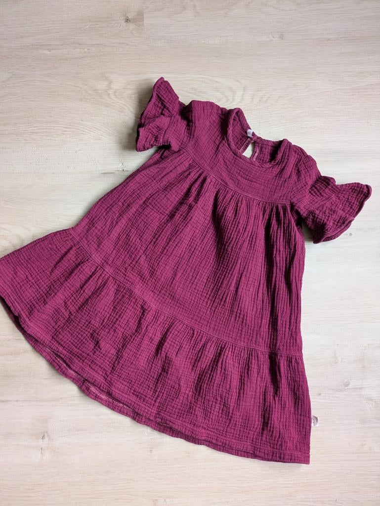 Prachtige donkerroze hydrofiele zomerjurk maat 110, Meisje, Handgemaakt, Ophalen of Verzenden, Zo goed als nieuw