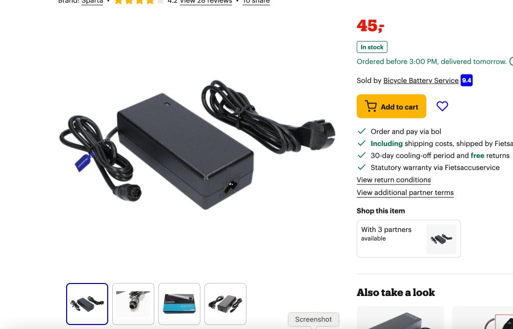 Emotion electric bike Charger 40V -2A-5 pin, Ophalen of Verzenden, Zo goed als nieuw