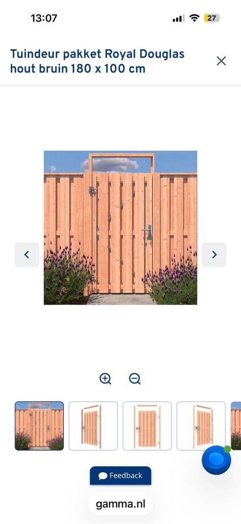 Nieuwe douglas houten poort 180 x 100 cm met RVS beslag, Doe-het-zelf en Verbouw, Ophalen, 80 tot 100 cm, Nieuw, Buitendeur