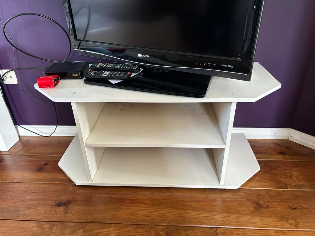 Wit TV-kastje met opbergruimte, Huis en Inrichting, Kasten | Televisiemeubels, Gebruikt, Minder dan 100 cm, 100 tot 150 cm, 25 tot 50 cm