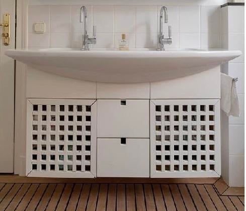 Dubbele wastafel 130 cm met kranen (exclusief onderkast), Huis en Inrichting, Badkamer | Badtextiel en Accessoires, Ophalen, Gebruikt