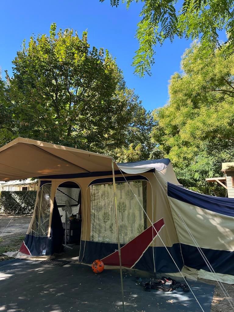 Jamet Jametic vouwwagen + zijtentje, Caravans en Kamperen, Ophalen, Meerkleurig, Aanwezig, Jamet