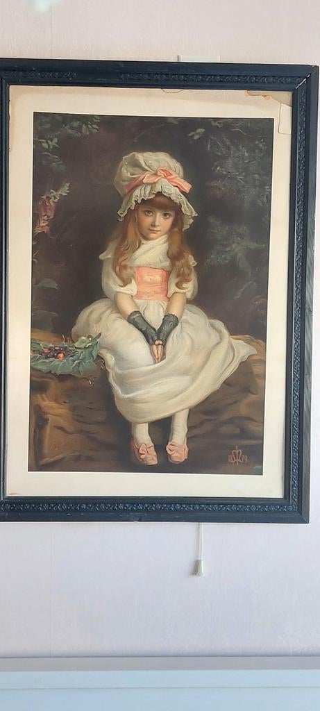 Brocant meisje met schilderij, Ophalen of Verzenden, Schilderij