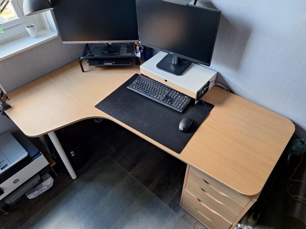 Hoekbureau/ L-vorm met ladenblok, Ophalen