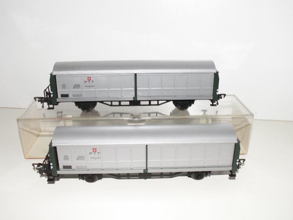 Fleischmann 2 stuks 5336 Zwitserse PTT schuifwandwagons ovp, Hobby en Vrije tijd, Modeltreinen | H0, Gelijkstroom, Fleischmann