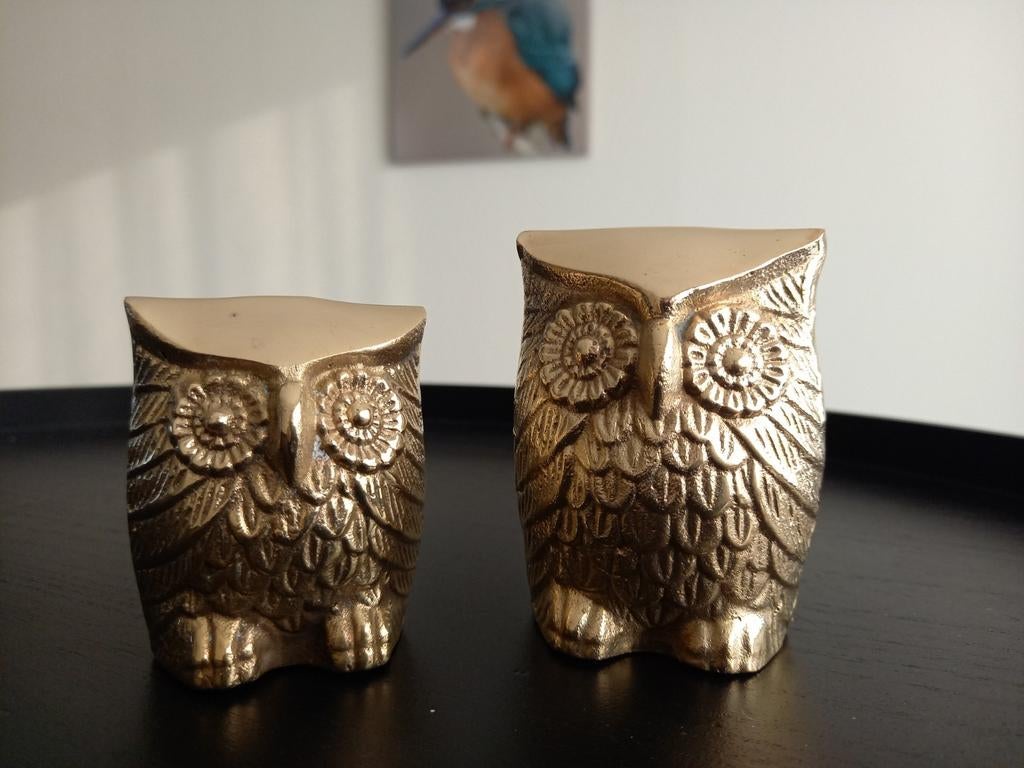 2 messing uilen, Antiek en Kunst, Ophalen of Verzenden