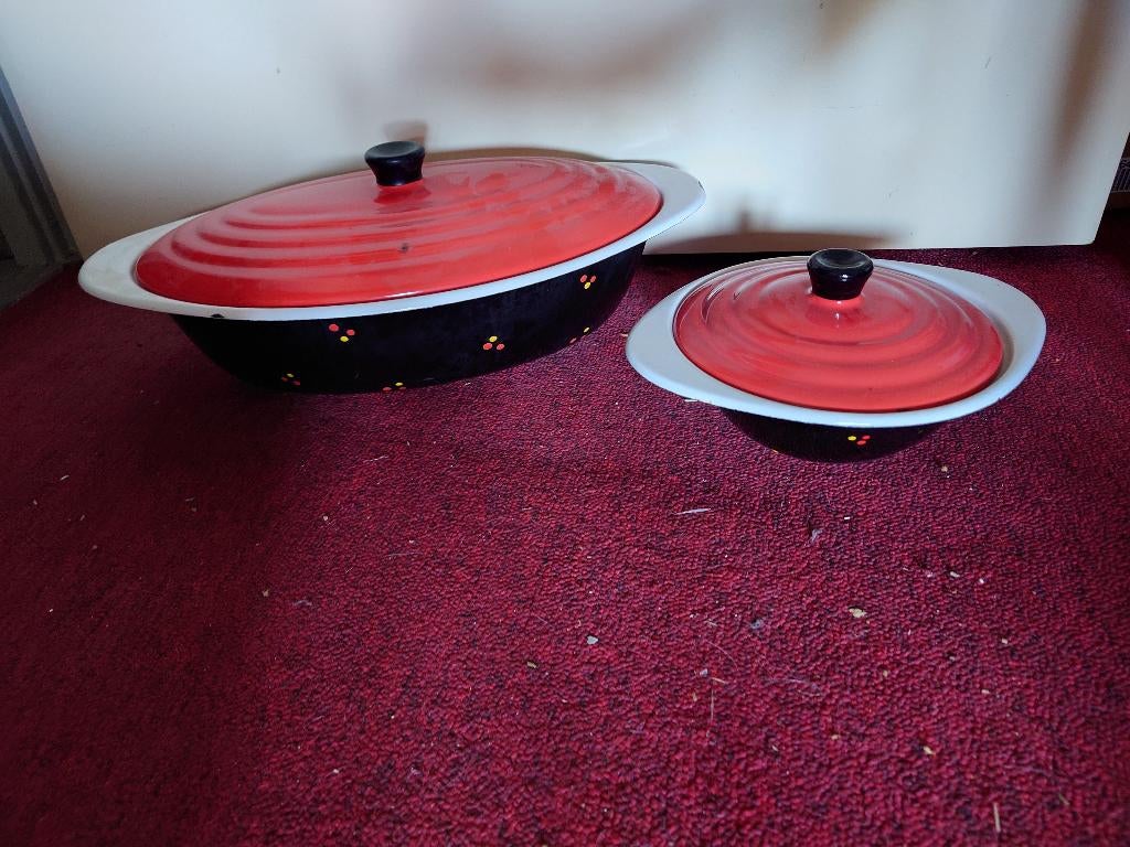 Set emaille pannen klein en groot Confetti, Ophalen of Verzenden