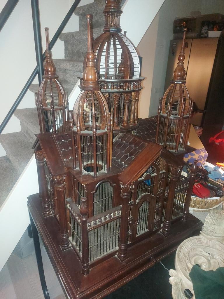 Antieke vogelkooi, Dieren en Toebehoren, Vogels | Hokken en Kooien, Hardhout, Gebruikt, Ophalen of Verzenden, Amerswiel@hotmail.com