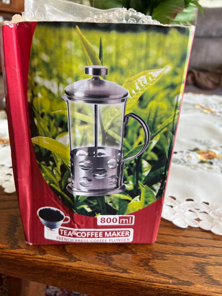 French Press Koffie- en Theemaker 800ml, Overige modellen, Nieuw, Gemalen koffie, Ophalen of Verzenden
