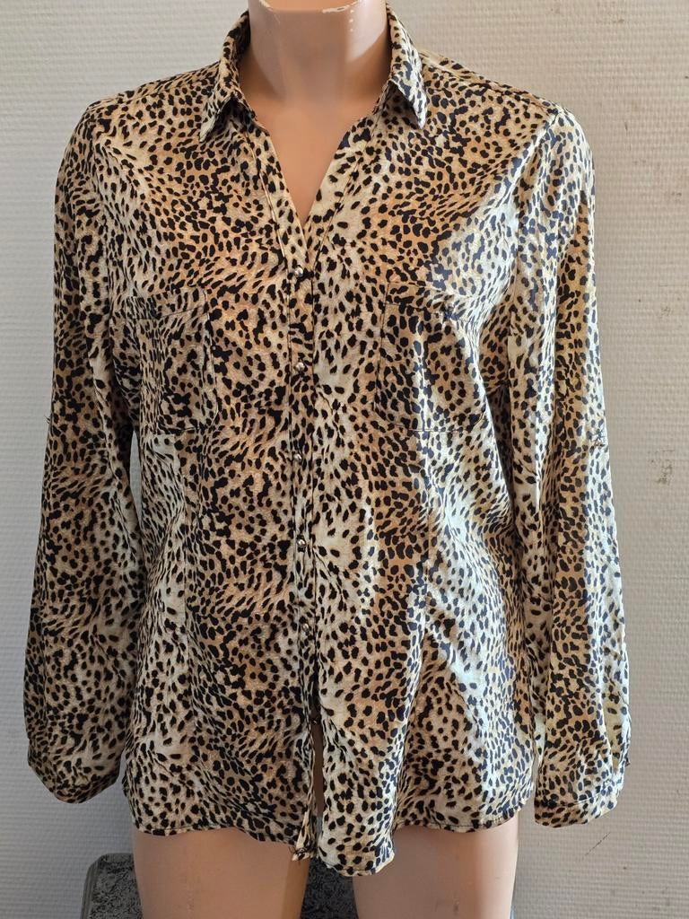 Nymphaea Alba dames Luipaardprint Blouse - Maat M, Maat 38/40 (M), Beige, Ophalen of Verzenden, Zo goed als nieuw
